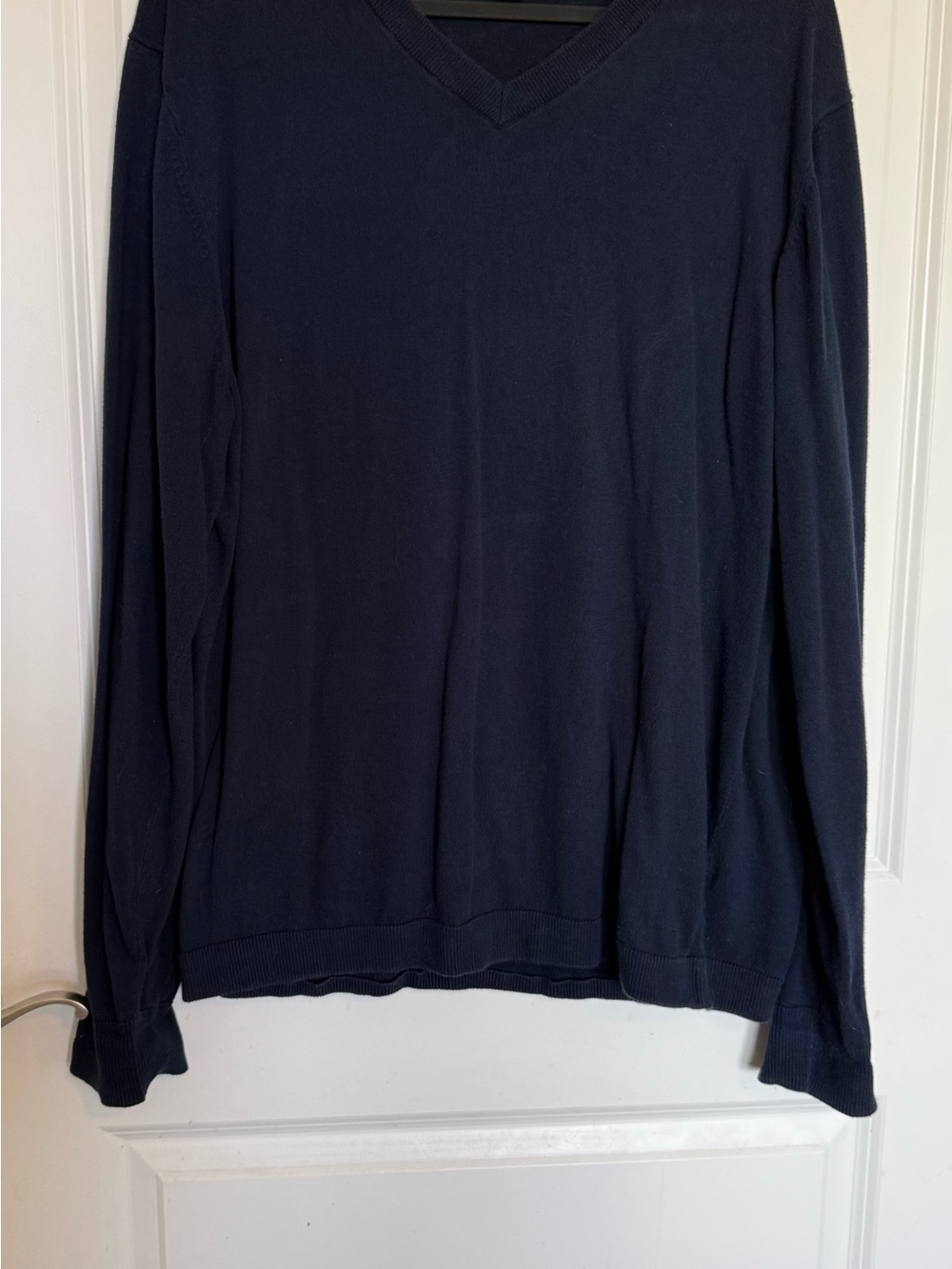V-Neck Long Sleeve Shirt - Navy